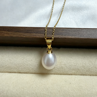 Ensemble de bijoux en perles d'eau douce naturelles de forme riz de l'usine Zhuji, collier et boucles d'oreilles délicats, bijoux fins plaqués or 925