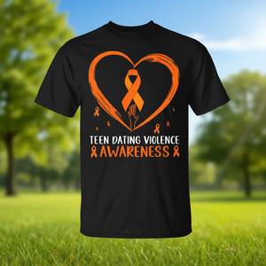 T-shirt Orange Heart Ribbon pour adolescents, pour la sensibilisation à la violence en matière des relations amoureuses - Product Image 3