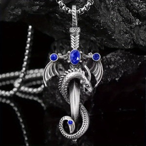 Collana con Ciondolo a Forma di <span class=keywords><strong>Spada</strong></span> di Drago Vintage Wowei, Collana Hip Hop Punk per <span class=keywords><strong>Uomo</strong></span> e Donna - Product Image 5