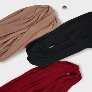 <span class=keywords><strong>2025</strong></span>人気女性ヒジャーブ無地プリーツシフォンバブルシフォンクレープシフォンマレーシア女性 - Product Image 4