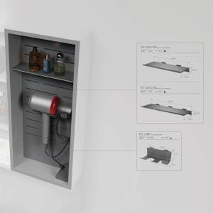 أرفف حمام بلاستيكية حديثة صناديق تخزين مضيئة ألواح مثقبة رفوف معلقة للمروحة مقاومة للماء قابلة للتعديل للفنادق - Product Image 6