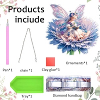 Décoration murale DIY en acrylique avec strass, motif Fée des fleurs et Aile de papillon, pour chambre de fille, cadeau