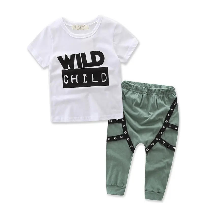 夏の新生児幼児の男の子の衣装キッズカジュアル半袖スーツ男の子の服Tシャツトップスロングパンツ2個セット