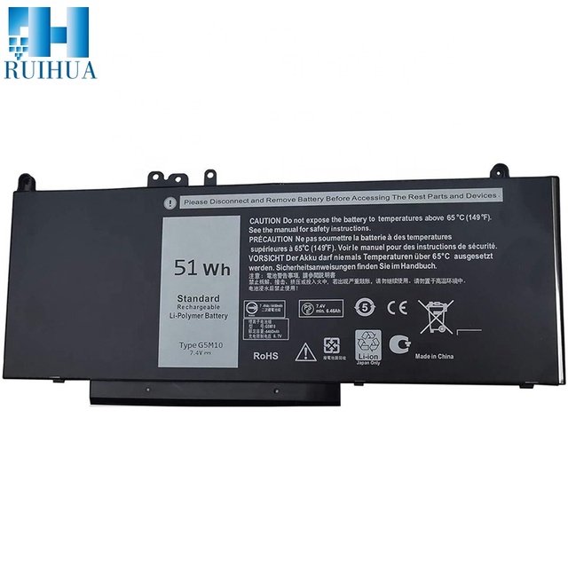 RUIHUA for for Latitude E5450 E5550 8V5GX R9XM9 7.4V 51WH G5M10 Black Replacement Laptop Battery