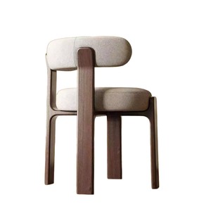 Chaise de salle à manger moderne en bois massif et rembourrée, style nordique, pour adultes - Product Image 5