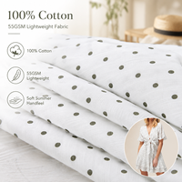 Marchandise en Stock Tissu Crêpe Imprimé Pour Robes de Femmes Tissu Crêpe Imprimé à Pois 100% Coton pour Robe Jupe Printemps Eté