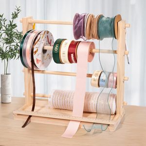 Organizador de cintas de madera transfronterizo, organizador de bobinas de bordado, soporte para hilo y lana de tejer, marco de madera para floristas y - Product Image 1