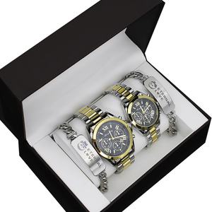 Couple Quartz Watch Set <b>His</b> <b>and</b> <b>Hers</b> Stainless Steel Two Tone Link Band Bracelets Water Resistant <b>Gift</b> Box Christmas - Product Image 4