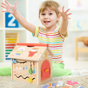 Niños que aprenden tablero ocupado de madera Actividad de educación temprana para niños juguete sensorial Casa de tablero ocupado de madera - Product Image 5