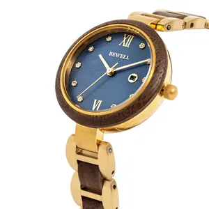 Chinese watch factory advertising ladies fancy wrist watches stainless steel wood women quartz wrist watch for ladies