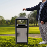 Poubelle extérieure en métal, avec seau intérieur amovible et ventilation optimisée, bac à déchets robuste pour bureau