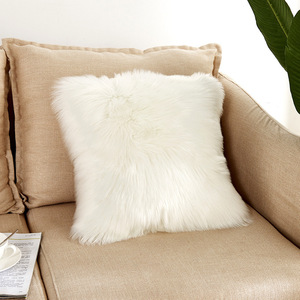 Faux Fur Throw Pillow Cover <b>Square</b> Solid Color Removable Washable Sofa Cushion Decorative <b>Pillowcase</b> - Product Image 1