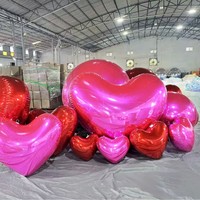 Grote glanzende gigantische hartvormige PVC waterdichte UV-bedrukte op maat gemaakte logo spiegelbal zwevende Valentijnsdecoratie opblaasbare Zhanhong