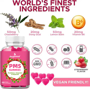 Aeglewell NON OGM Gummies Équilibre Hormonal SPM Vitamine B6 pour les Douleurs Menstruelles Féminines - Product Image 2