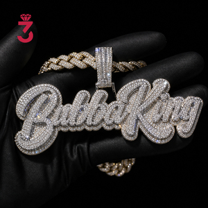 Custom Iced Out Vvs Moissanite Name Chain <strong>Pendant</strong> <strong>Man</strong> 18K Gold Baguette Lab Grown Diamond Hip Hop Letter Necklace <strong>Pendant</strong> - Product Image 1