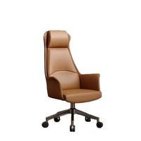 Chaise de bureau ergonomique minimaliste en cuir véritable Boss, base en métal, appui-tête standard, hauteur réglable, inclinable pour un confort optimal