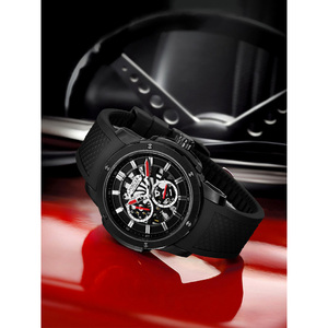 Montre-bracelet mécanique de sport de luxe pour hommes 41mm cadran en acier inoxydable ETA mouvement automatique conception creuse bracelet en caoutchouc de mode - Product Image 5