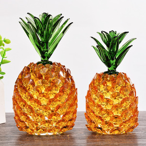 <b>Crystal</b> Pineapple Ornaments <b>Set</b> Yellow Citrine Openwork Carving Home Decoration Entryway Wine Cabinet Decor - Product Image 2