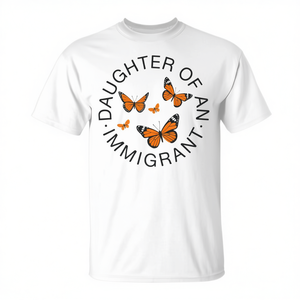 Camiseta con diseño de mariposas naranjas para mujer, ropa de mujer con diseño de Daughter Of An Immigrant - Product Image 2