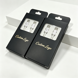 Boîte rigide pour chargeur de téléphone portable avec logo personnalisé, fenêtre transparente, impression dorée, emballage pliable en papier haut de gamme pour câble USB - Product Image 3