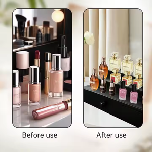 女性用3層ケルン香水ディスプレイスタンドシェルフ、隠しコンパートメントと引き出し付き木製デスクオーガナイザー家庭用 - Product Image 3