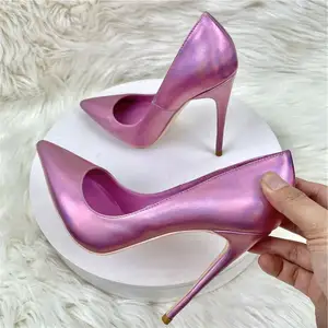 12CM/10CM/8CM/düz büyük boy Pointed sivri burun tasarım yeni Trendy pembe topuklu kadınlar için