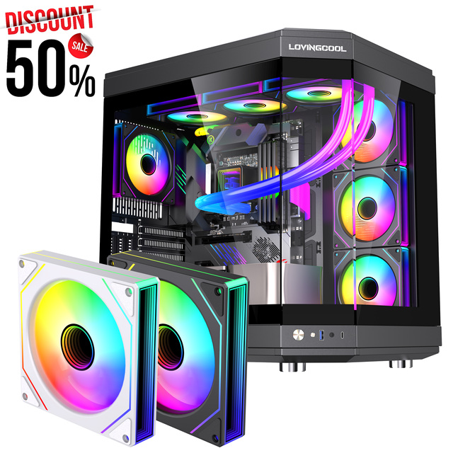 LOVINGCOOL Most Popular New Design RGB Fan 120mm Pc Case ATX Towers With Fan Cooling Computer Gaming Pc Radiator Air ARGB Fans