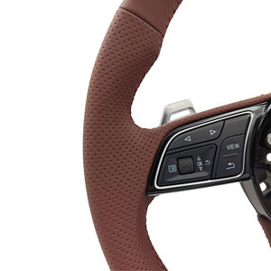 Volant en cuir de couleur <span class=keywords><strong>marron</strong></span> personnalisé pour Audi A3 A4 A5 A6 A7 B7 B8 B8.5 S3 S4 S5 S6 S8 B9 C7 RS3 RS5 RS6 Q5 Q7 TT - Product Image 4