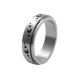 Men's Titanium Steel <b>Moon</b> And Star <b>Ring</b> Silver Gold Two Tone Geometric Design Daily Wear Jewelry 280680 - Product Image 4