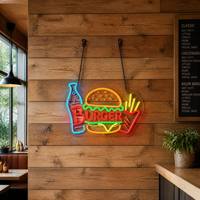 Décoration de restaurant de restauration rapide Burger Shop, publicité, hamburger, frites, bouteille de soda, affichage de logo personnalisé 3D imperméable