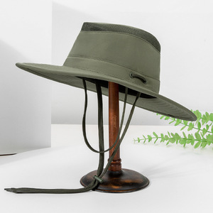 Sombrero de Sol de Ala Ancha con Correa para la Barbilla, Estilo Safari, Sombrero de Malla, Ajustable, Plegable, para Senderismo, Playa y Pesca - Product Image 3