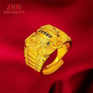 Pixiu ทองแหวนขนาดใหญ่สำหรับผู้ชายเครื่องประดับข้ามพร<span class=keywords><strong>ม</strong></span>แดนขายส่งชุบทอง - Product Image 5