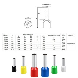 ขั้วต่อสายไฟแบบหุ้มฉนวน E2508 E2510 E2512 E2518 สำหรับเชื่อมต่อสายไฟฟ้า - Product Image 4