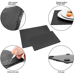 Planches à fromage plateau alimentaire, 12 pièces, différentes tailles et formes, en pierre noire naturelle, plaques bon marché - Product Image 3