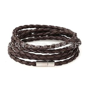 European And American Style 5 Layer Pu <b>Leather</b> <b>Bracelet</b> With Snap Clasp For Gift - Product Image 2