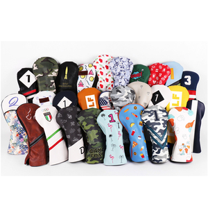 Nouvelle conception, housse de tête de club de <span class=keywords><strong>golf</strong></span> OEM d'usine, personnalisable avec logo, en <span class=keywords><strong>bois</strong></span> et cuir PU, noire, broderie et impression - Product Image 3