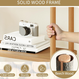 Estantería Abierta de Bambú Natural de 3 Columnas, Estantería Escalonada Multi-Nivel Independiente para Sala de Estar, <span class=keywords><strong>Dormitorio</strong></span> y Oficina, Almacenamiento y Exhibición - Product Image 3