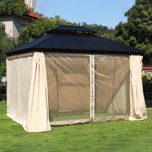 Tenda a baldacchino impermeabile da esterno con telaio motorizzato, superficie in tessuto, tetto a vela, gazebo romano 3x3M, <span class=keywords><strong>mobili</strong></span> in alluminio moderni - Product Image 3