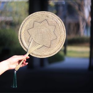 Handmade Woven Palm Leaf Fan Traditional Chinese Style Manual Handheld Eco-Friendly Summer Use - Product Image 1