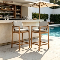 Tabouret de bar extérieur en teck moderne avec coussin, confortable et durable, mobilier de jardin pour bar, restaurant, café