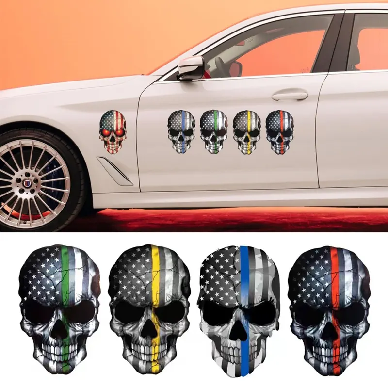 Adesivi per Auto American Skull bandiera in vinile decalcomanie Marines esercito marina grafica militare per Auto moto casco decorazione del computer portatile