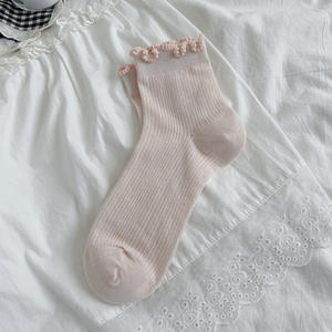 Groothandel Zomer Dun Meisje Kant Sokken Koreaanse Stijl Japanse Stijl Effen Kleur Ruches Holle Mesh Buis Vrouwen Sokken - Product Image 5