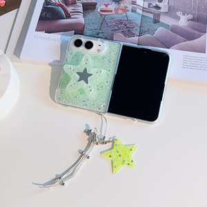 Custodia Lusso Glitter Star per <span class=keywords><strong>iPhone</strong></span> Duo 18 con Specchio Trucco Pieghevole, Supporto e Laccetto Perline alla Moda - Product Image 3