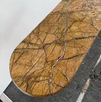 Table console rectangulaire en quartzite vert forêt tropicale, sur mesure, avec plateau en pierre et pieds, pour l'entrée et la décoration