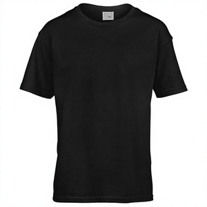 T-shirt uni noir à col rond pour homme, 100 % coton jersey, manches courtes, doux, décontracté, anti-boulochage, logo avant, vente en gros OEM - Product Image 1