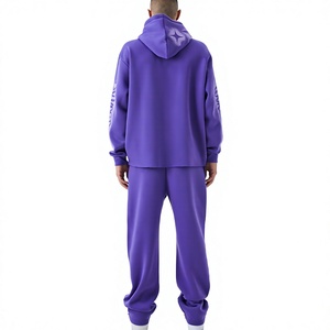 Ensemble de survêtement streetwear épais violet délavé, 360 grammes, 100% coton, avec sweat à capuche et pantalon - Product Image 3