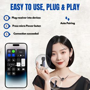 Micrófono de Solapa Inalámbrico 3 en 1 SX26 con Interfaz para Cámara, <span class=keywords><strong>PC</strong></span> y Teléfono, con Carga Durante el Uso, para Entrevistas en Vivo - Product Image 5