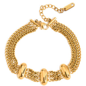 अनुकूलन योग्य 18k सोने की प्लेटेड स्टेनलेस स्टील चेन ब्रेसलेट के साथ आकर्षक 18k गोल्ड प्लेटेड स्टेनलेस स्टील चेन ब्रेसलेट - Product Image 5