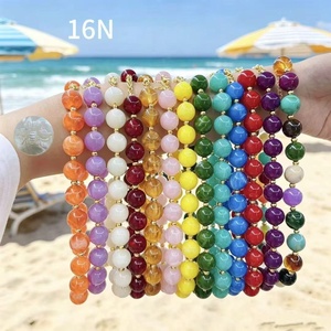 Collier de perles rondes colorées en acrylique style bohème épais de 16 mm pour femmes, idéal pour l'été et la plage - Product Image 1