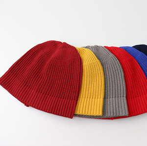 Custom Logo Wool Fisherman Beanies Short Knit Watch <b>Cap</b> Cuffed Trawler Hats for <b>Men</b> - Product Image 2